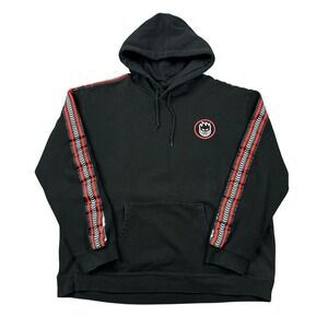 Y2K Spitfire Hoodie Men's XL Black Faded 2000s Skater Sleeve Hits Distressed